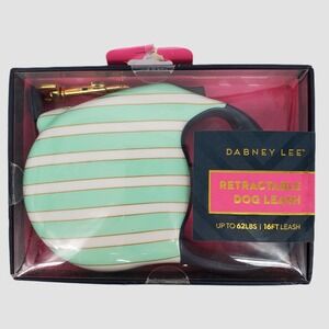 Dabney Lee Retractable Dog Leash Mint Green White Striped 16ft Up to 62lbs New